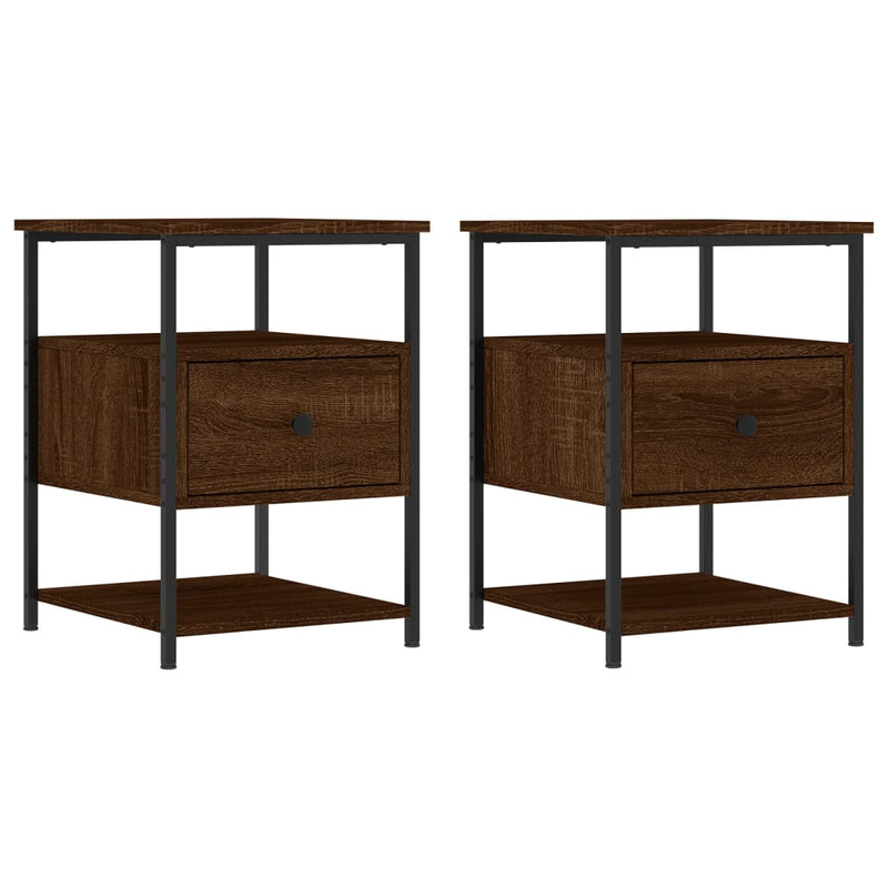 Nachtkastjes 2 st 40x42x56 cm bewerkt hout bruin eikenkleur MeubelReus