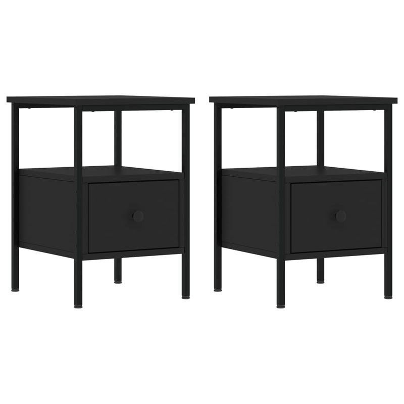 Nachtkastjes 2 st 34x36x50 cm bewerkt hout zwart MeubelReus