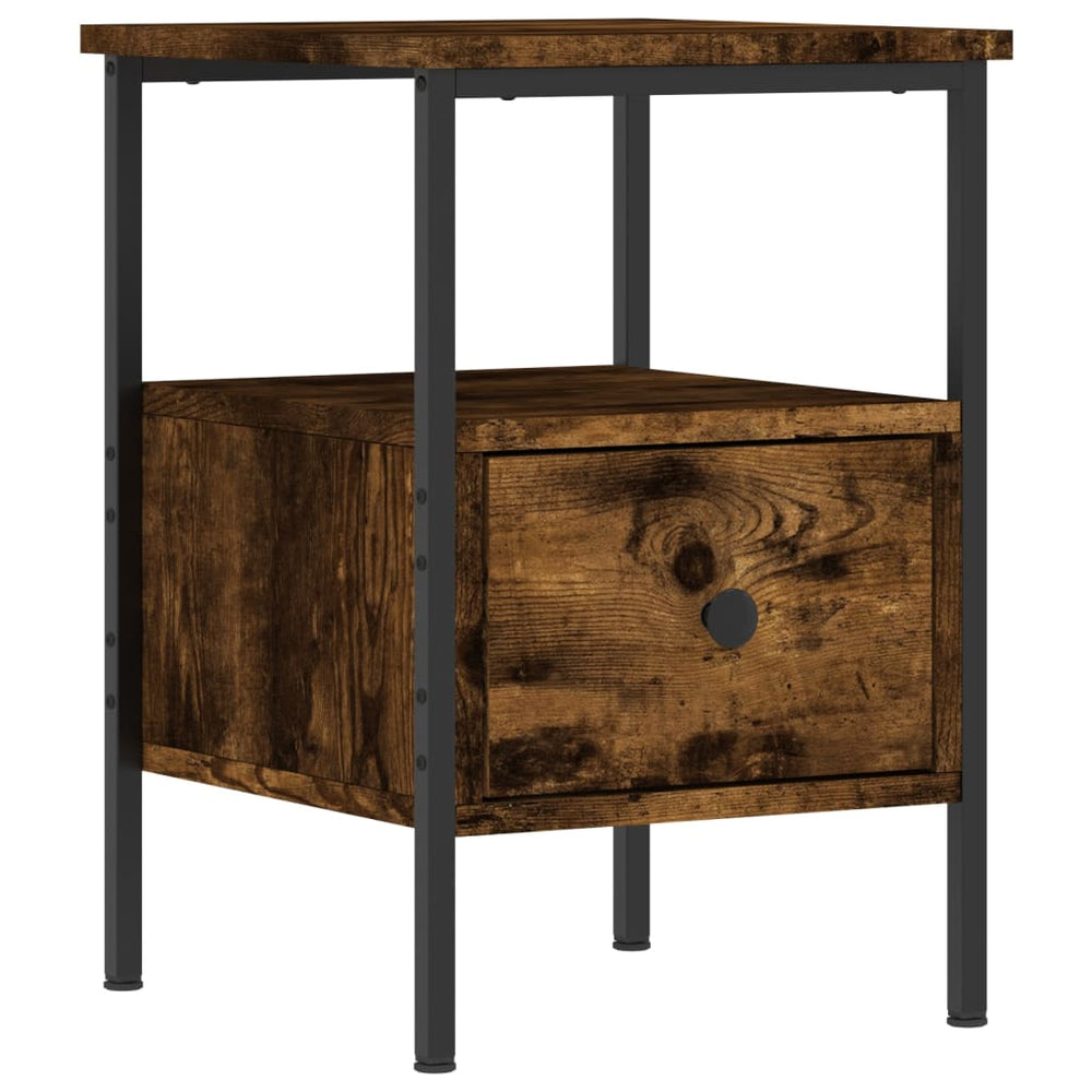 Nachtkastje 34x36x50 cm bewerkt hout gerookt eikenkleurig MeubelReus