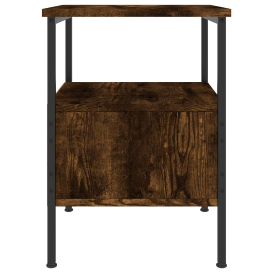 Nachtkastje 34x36x50 cm bewerkt hout gerookt eikenkleurig MeubelReus