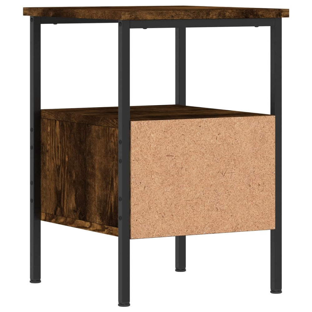 Nachtkastje 34x36x50 cm bewerkt hout gerookt eikenkleurig MeubelReus