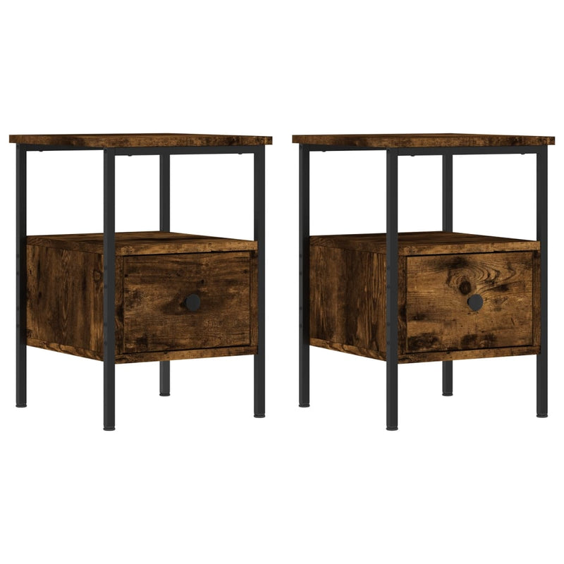 Nachtkastjes 2 st 34x36x50 cm bewerkt hout gerookt eikenkleurig MeubelReus