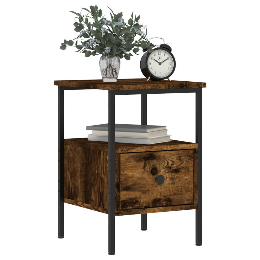Nachtkastjes 2 st 34x36x50 cm bewerkt hout gerookt eikenkleurig MeubelReus