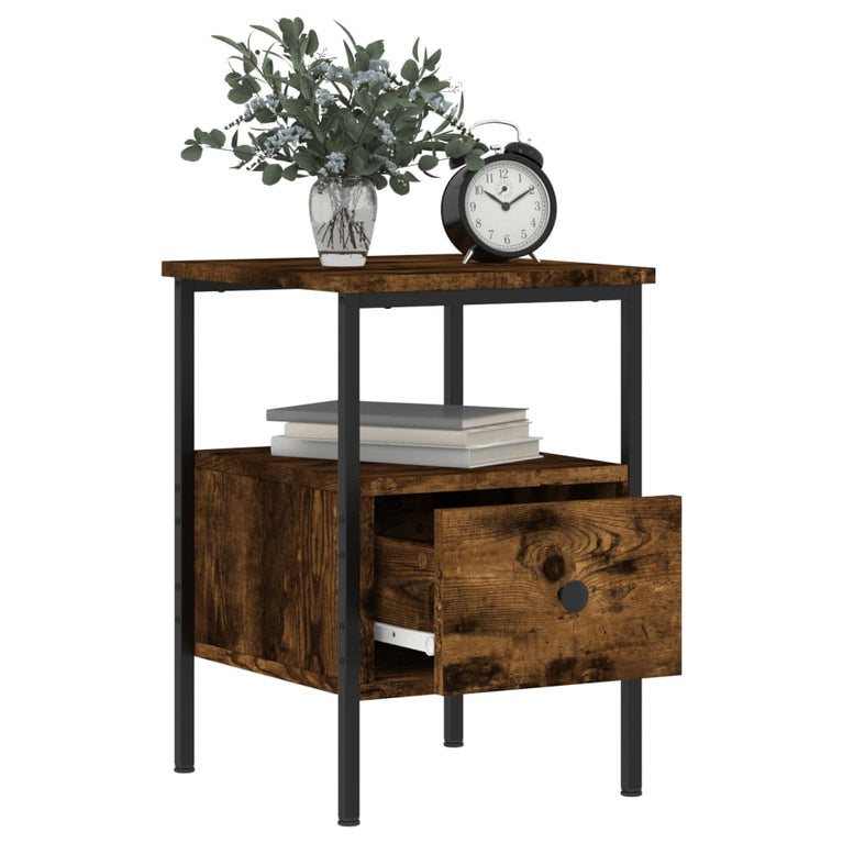 Nachtkastjes 2 st 34x36x50 cm bewerkt hout gerookt eikenkleurig MeubelReus