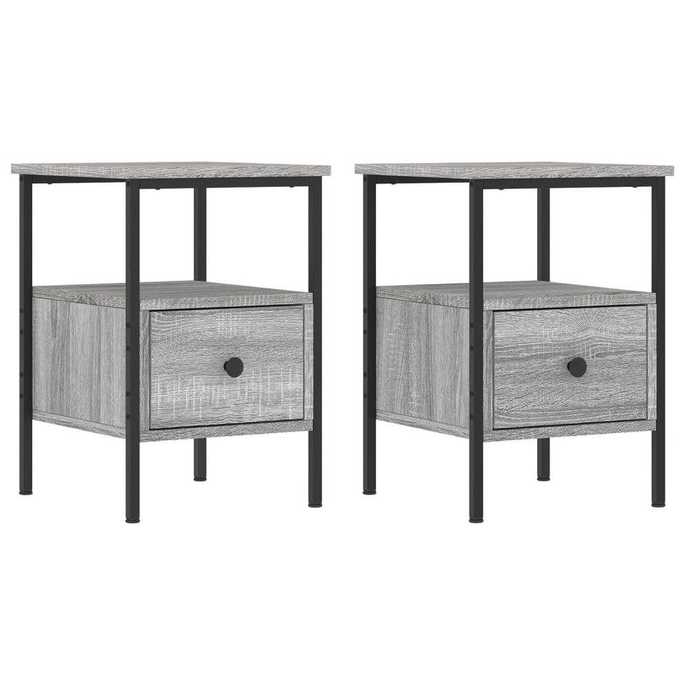 Nachtkastjes 2 st 34x36x50 cm bewerkt hout grijs sonoma eiken MeubelReus