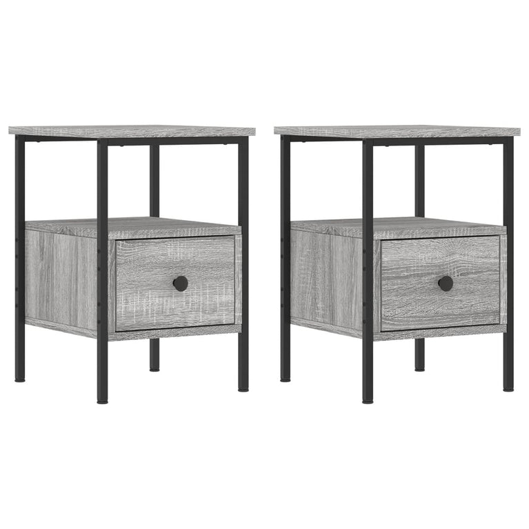 Nachtkastjes 2 st 34x36x50 cm bewerkt hout grijs sonoma eiken MeubelReus