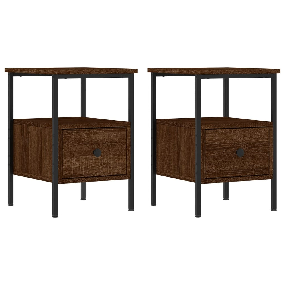 Nachtkastjes 2 st 34x36x50 cm bewerkt hout bruin eikenkleur MeubelReus