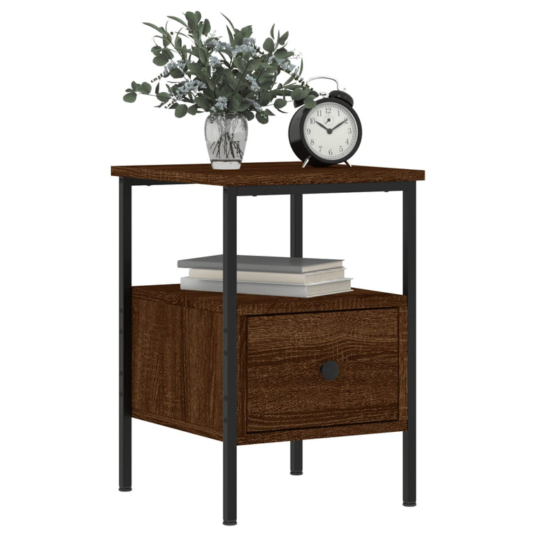 Nachtkastjes 2 st 34x36x50 cm bewerkt hout bruin eikenkleur MeubelReus