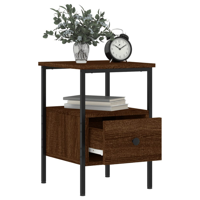 Nachtkastjes 2 st 34x36x50 cm bewerkt hout bruin eikenkleur MeubelReus