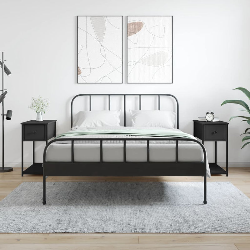 Nachtkastjes 2 st 30x60x60 cm bewerkt hout zwart MeubelReus