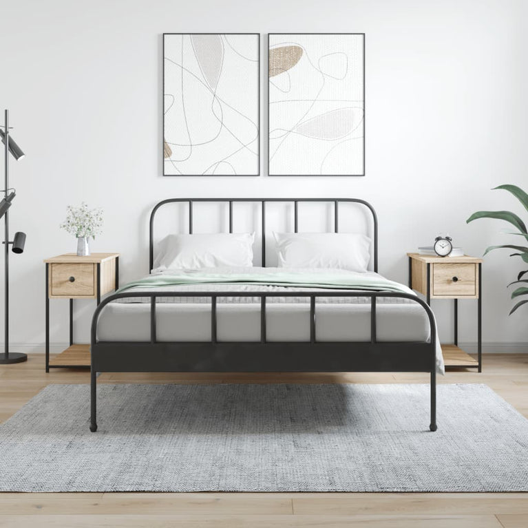 Nachtkastjes 2 st 30x60x60 cm bewerkt hout sonoma eikenkleurig MeubelReus