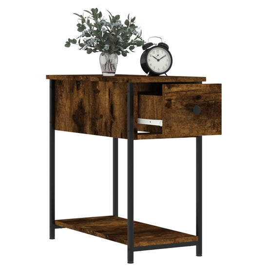 Nachtkastje 30x60x60 cm bewerkt hout gerookt eikenkleurig MeubelReus