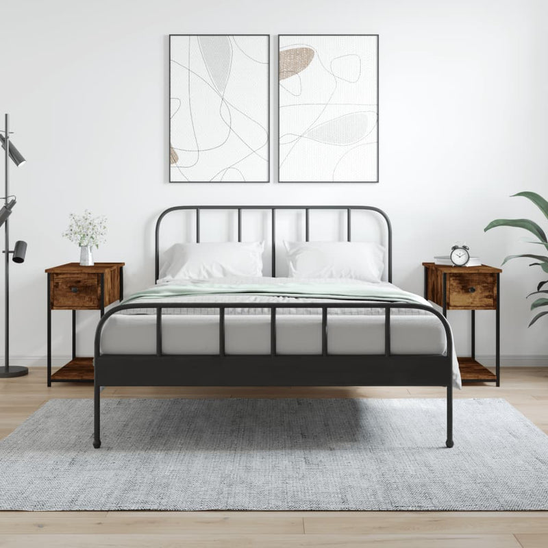 Nachtkastjes 2 st 30x60x60 cm bewerkt hout gerookt eikenkleurig MeubelReus