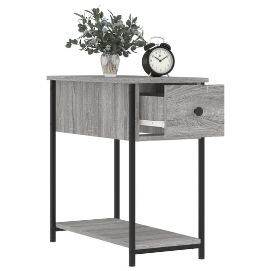 Nachtkastje 30x60x60 cm bewerkt hout grijs sonoma eikenkleurig MeubelReus
