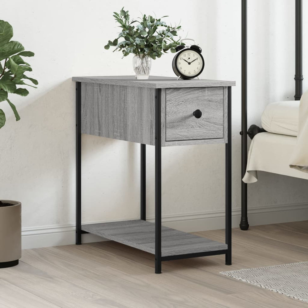 Nachtkastje 30x60x60 cm bewerkt hout grijs sonoma eikenkleurig MeubelReus
