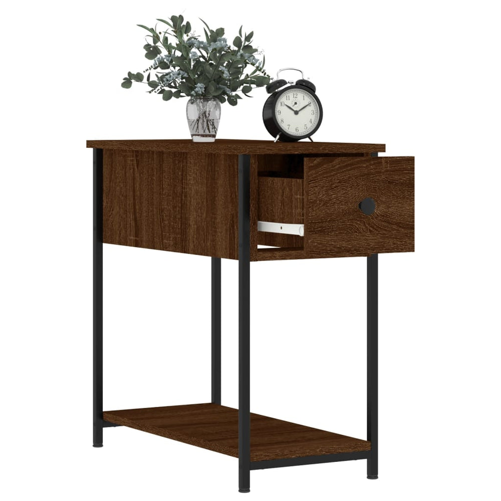 Nachtkastje 30x60x60 cm bewerkt hout bruin eikenkleur MeubelReus