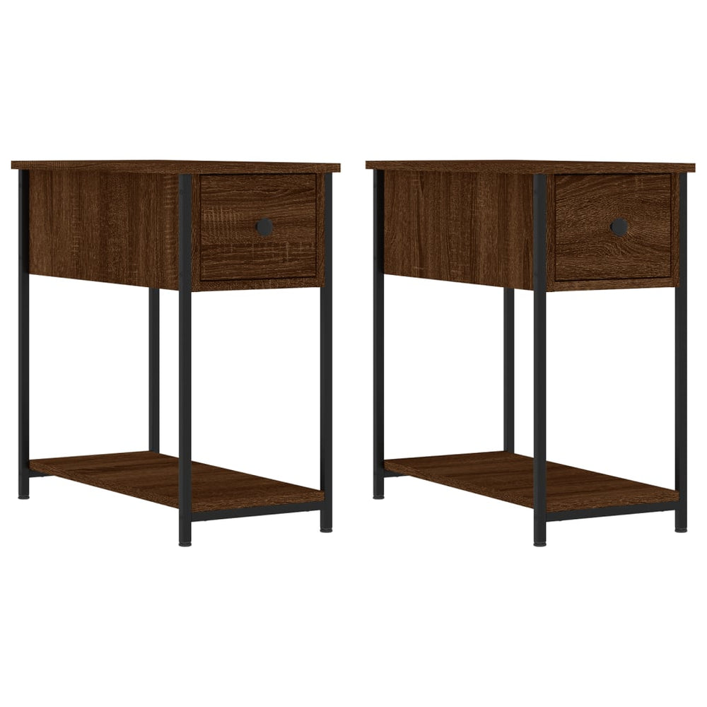 Nachtkastjes 2 st 30x60x60 cm bewerkt hout bruin eikenkleur MeubelReus