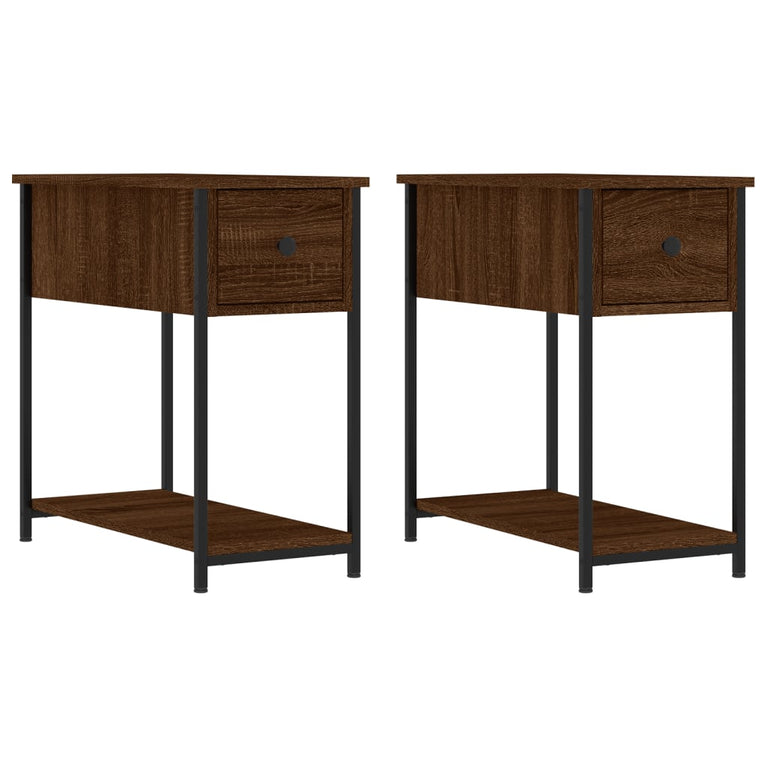 Nachtkastjes 2 st 30x60x60 cm bewerkt hout bruin eikenkleur MeubelReus