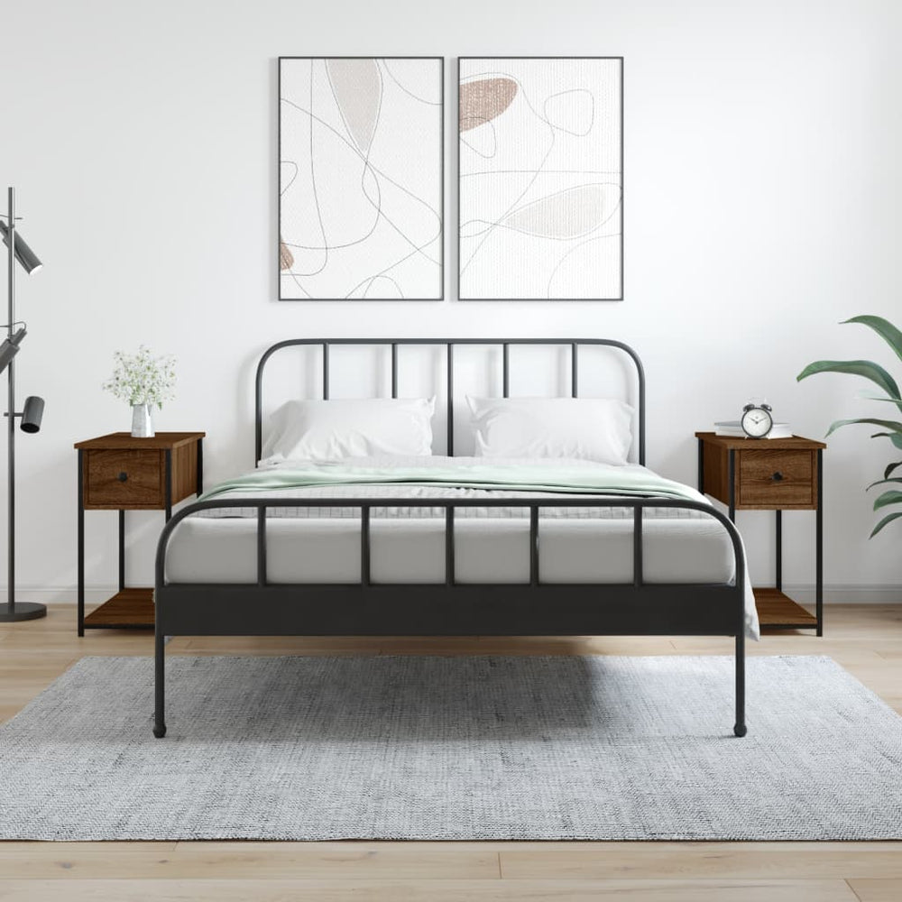 Nachtkastjes 2 st 30x60x60 cm bewerkt hout bruin eikenkleur MeubelReus