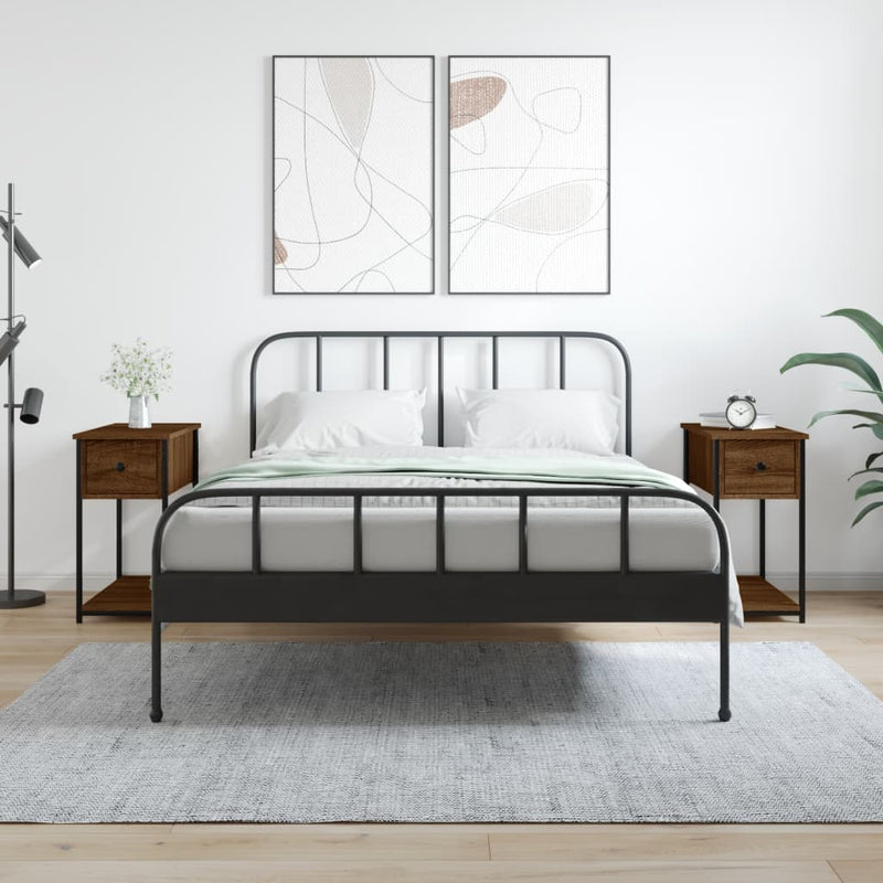 Nachtkastjes 2 st 30x60x60 cm bewerkt hout bruin eikenkleur MeubelReus