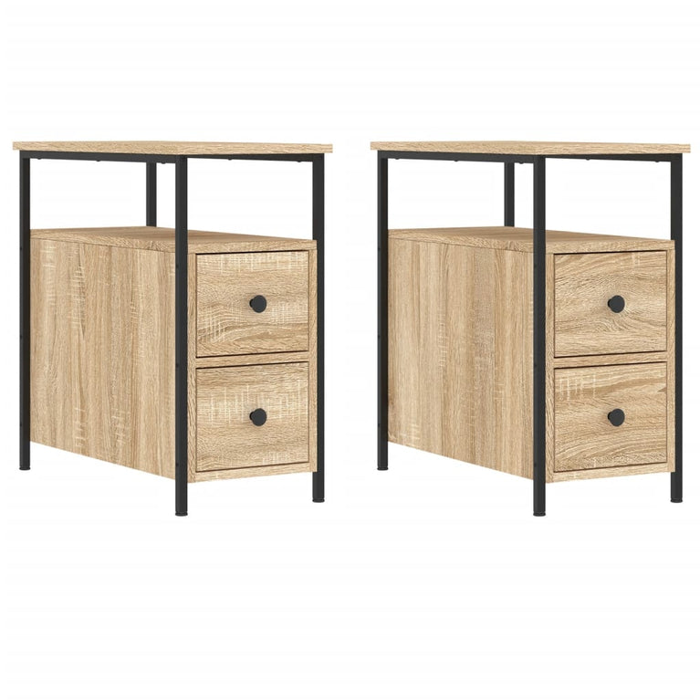Nachtkastjes 2 st 30x60x60 cm bewerkt hout sonoma eikenkleurig MeubelReus