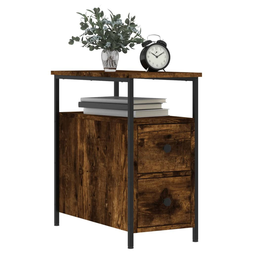 Nachtkastje 30x60x60 cm bewerkt hout gerookt eikenkleurig MeubelReus