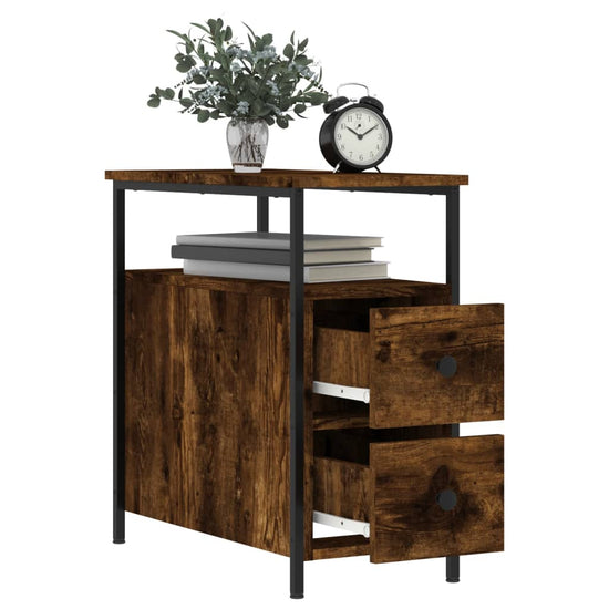 Nachtkastje 30x60x60 cm bewerkt hout gerookt eikenkleurig MeubelReus