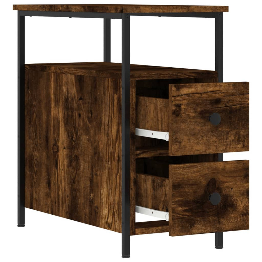 Nachtkastje 30x60x60 cm bewerkt hout gerookt eikenkleurig MeubelReus