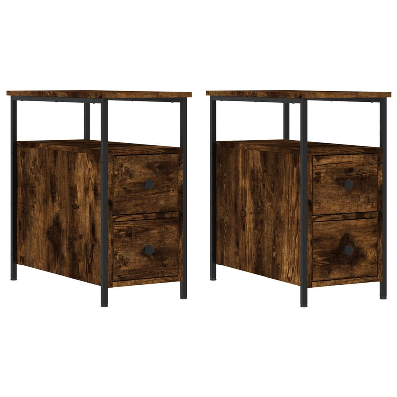 Nachtkastjes 2 st 30x60x60 cm bewerkt hout gerookt eikenkleurig MeubelReus