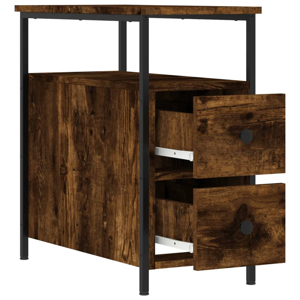 Nachtkastjes 2 st 30x60x60 cm bewerkt hout gerookt eikenkleurig MeubelReus