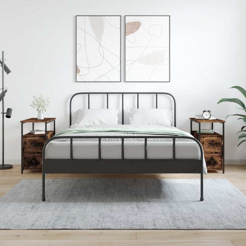 Nachtkastjes 2 st 30x60x60 cm bewerkt hout gerookt eikenkleurig MeubelReus