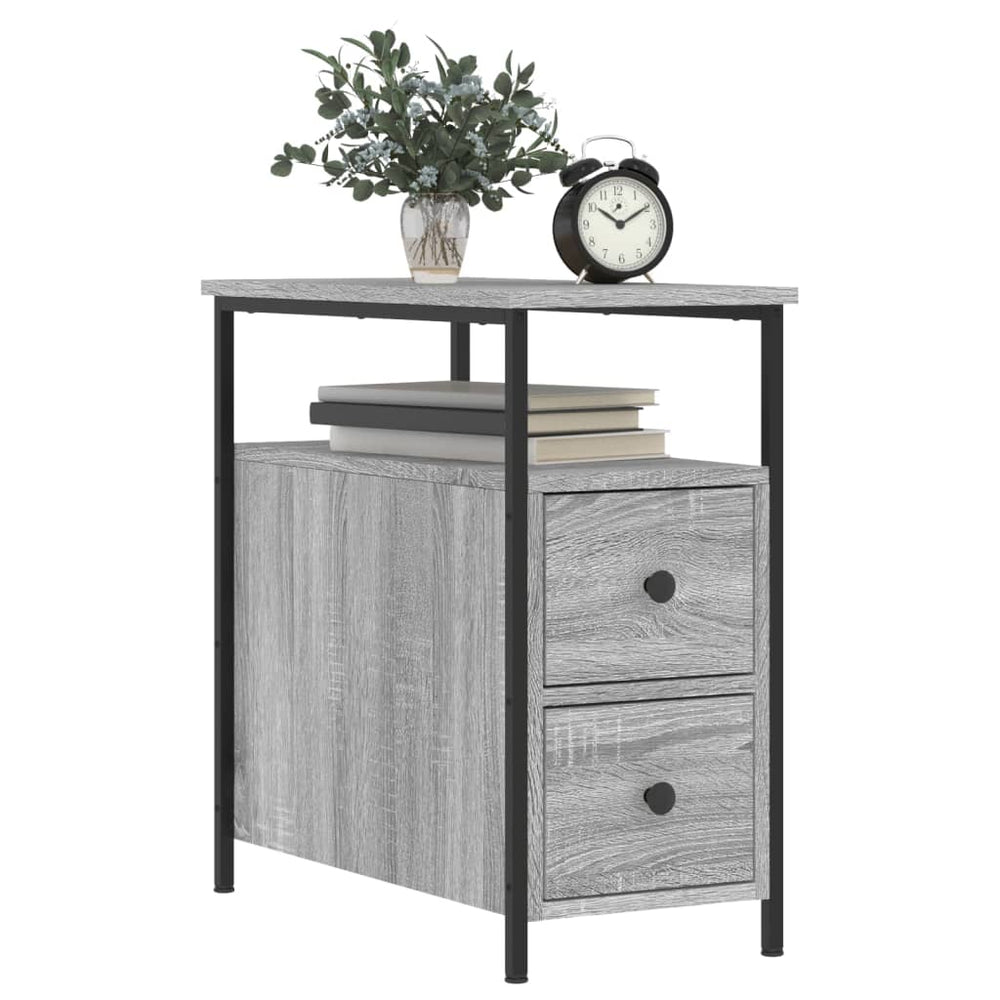 Nachtkastje 30x60x60 cm bewerkt hout grijs sonoma eikenkleurig MeubelReus