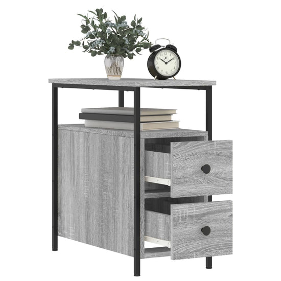 Nachtkastje 30x60x60 cm bewerkt hout grijs sonoma eikenkleurig MeubelReus