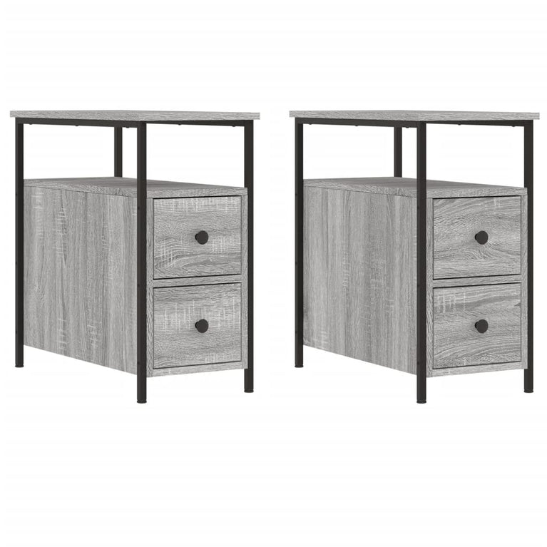 Nachtkastjes 2 st 30x60x60 cm bewerkt hout grijs sonoma eiken MeubelReus