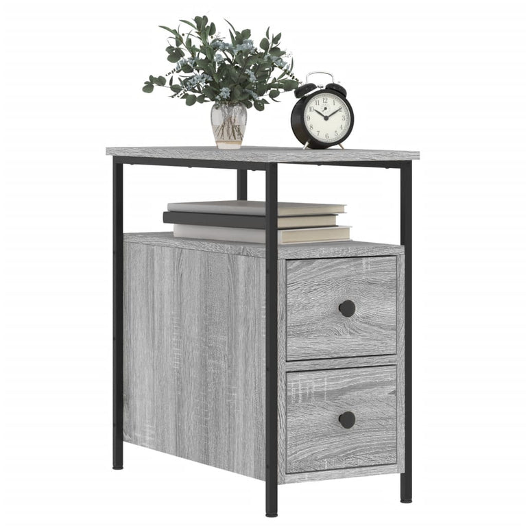 Nachtkastjes 2 st 30x60x60 cm bewerkt hout grijs sonoma eiken MeubelReus