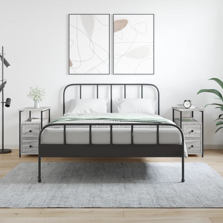 Nachtkastjes 2 st 30x60x60 cm bewerkt hout grijs sonoma eiken MeubelReus