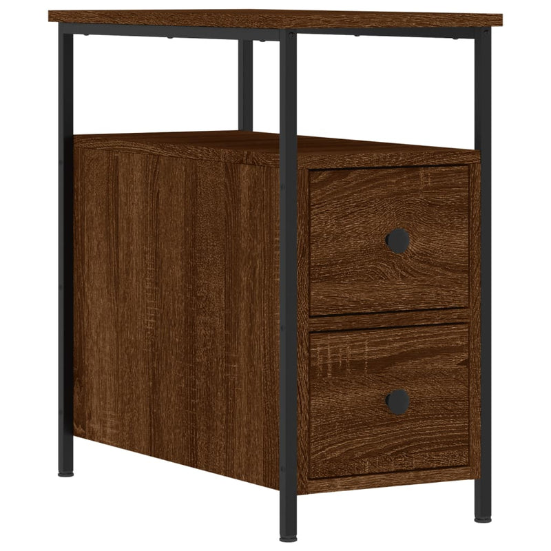 Nachtkastje 30x60x60 cm bewerkt hout bruin eikenkleur MeubelReus