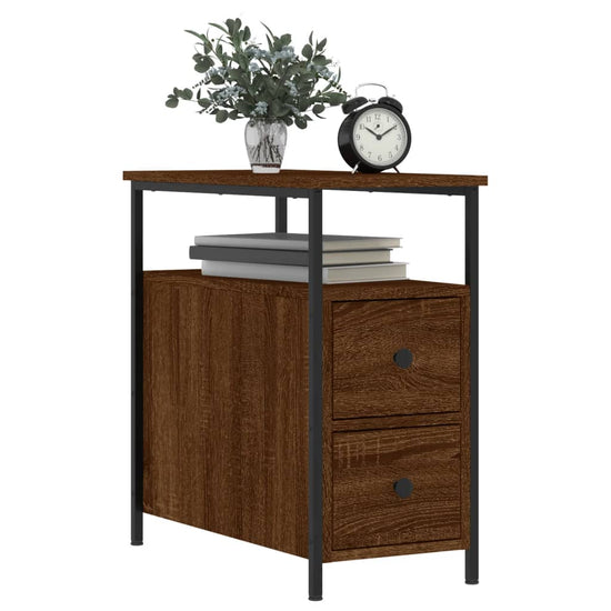 Nachtkastje 30x60x60 cm bewerkt hout bruin eikenkleur MeubelReus