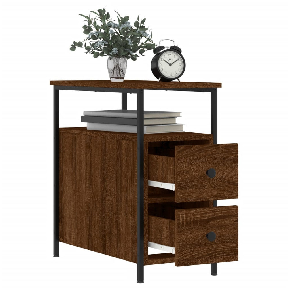 Nachtkastje 30x60x60 cm bewerkt hout bruin eikenkleur MeubelReus