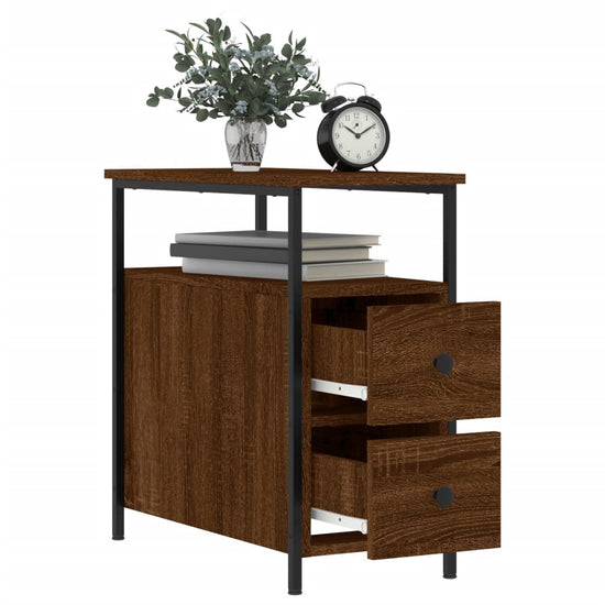 Nachtkastje 30x60x60 cm bewerkt hout bruin eikenkleur MeubelReus