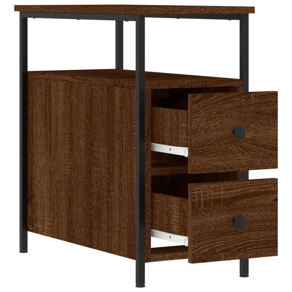 Nachtkastje 30x60x60 cm bewerkt hout bruin eikenkleur MeubelReus