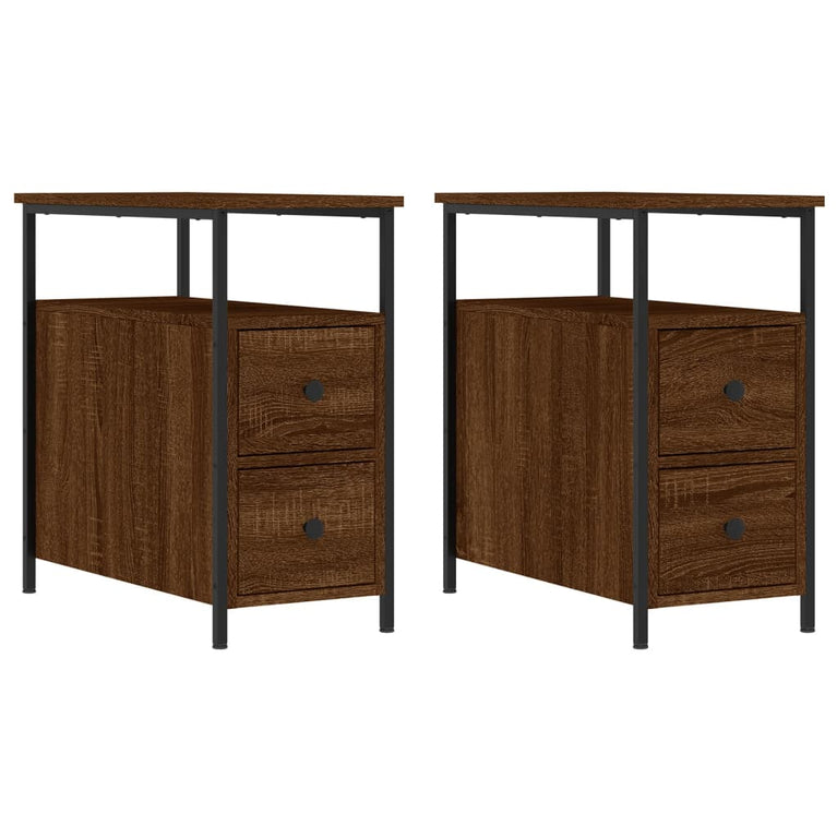 Nachtkastjes 2 st 30x60x60 cm bewerkt hout bruin eikenkleur MeubelReus