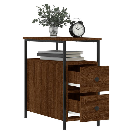 Nachtkastjes 2 st 30x60x60 cm bewerkt hout bruin eikenkleur MeubelReus