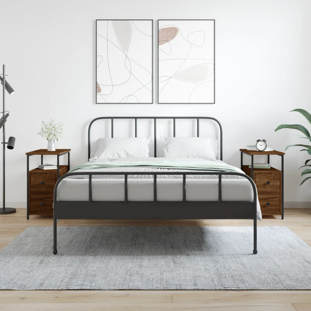 Nachtkastjes 2 st 30x60x60 cm bewerkt hout bruin eikenkleur MeubelReus