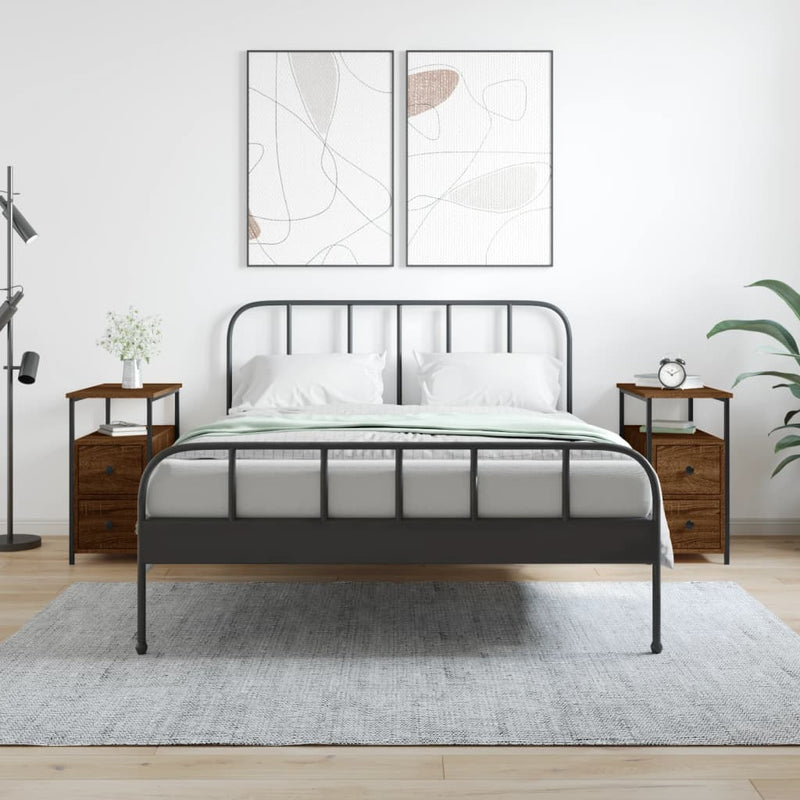 Nachtkastjes 2 st 30x60x60 cm bewerkt hout bruin eikenkleur MeubelReus