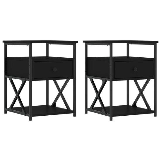 Nachtkastjes 2 st 40x42x55 cm bewerkt hout zwart MeubelReus
