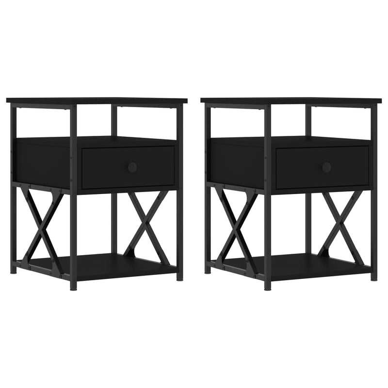 Nachtkastjes 2 st 40x42x55 cm bewerkt hout zwart MeubelReus