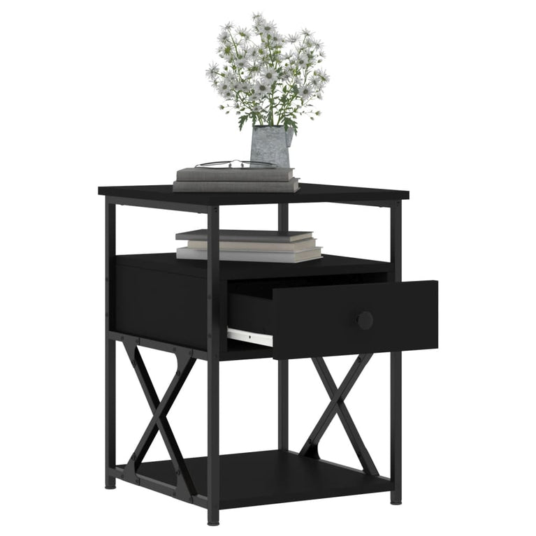 Nachtkastjes 2 st 40x42x55 cm bewerkt hout zwart MeubelReus