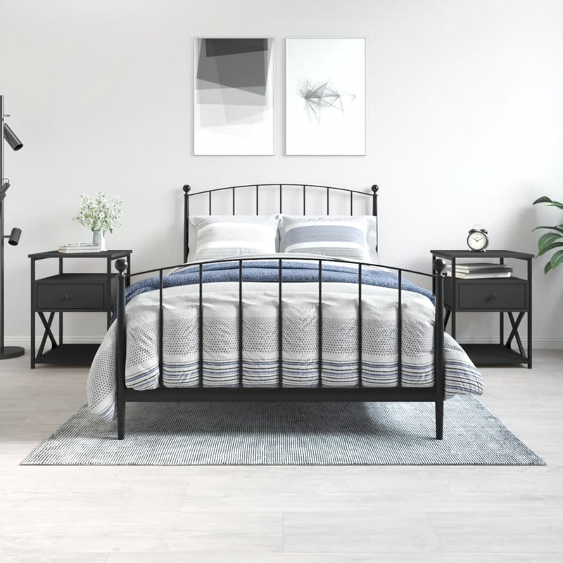 Nachtkastjes 2 st 40x42x55 cm bewerkt hout zwart MeubelReus
