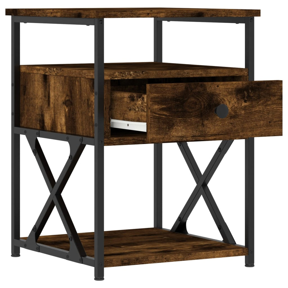 Nachtkastjes 2 st 40x42x55 cm bewerkt hout gerookt eikenkleurig MeubelReus